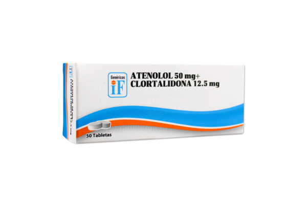 Atenolol IF 50 mg + Clortalidona 12.5 mg x 50 Tabletas